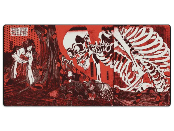 "LIT Mousepad" Mouse Pad Skeleton Spectre, by Utagawa Kuniyoshi (Red)