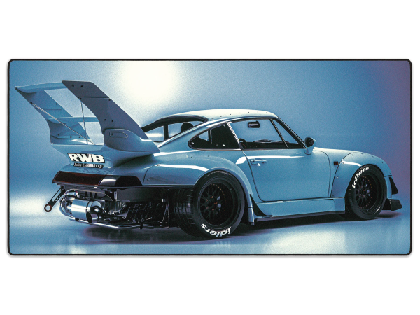 "LIT Mousepad" Vaporwave Porsche Mouse Pad (Blue)