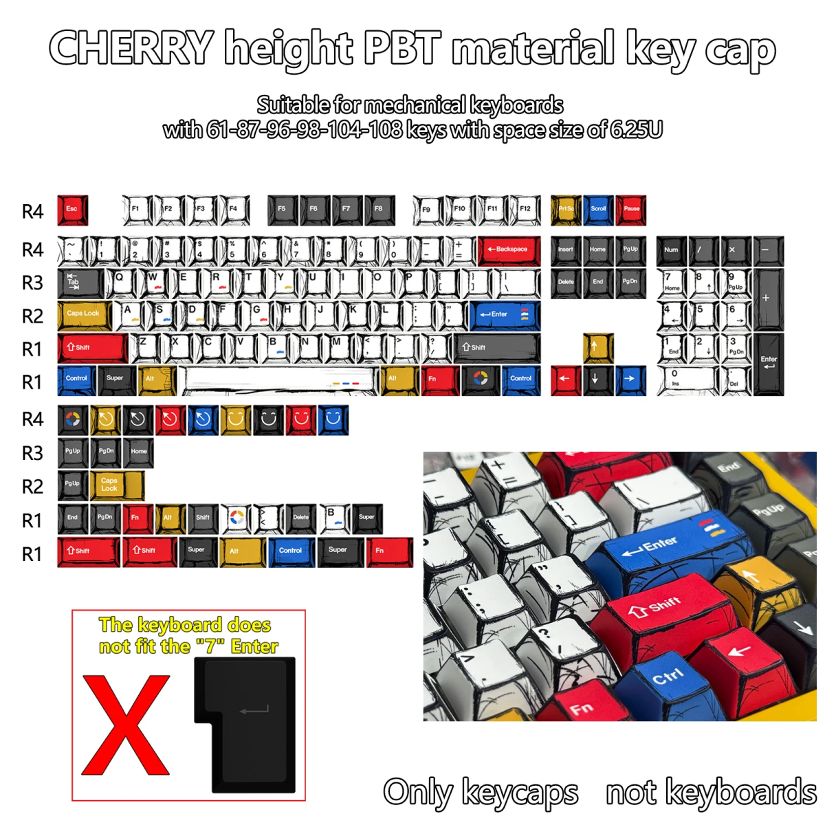 Klaviatūros keycaps'ai Royal Kludge CHERRY-109 - Image 2