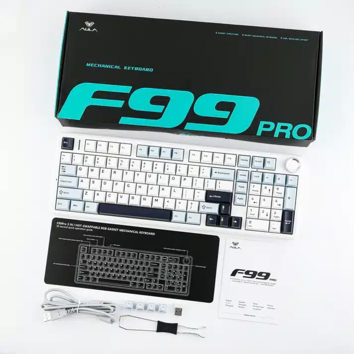 Klaviatūra Aula F99 PRO (Mėlyna/Balta) - Image 8