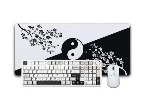 Japoniškas Žaidimų Rinkinys - Aula F99 PRO (Balta/Pilka) + Keychron M3 Bevielė (Balta) + „LIT Mousepad” Yin Yang