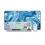 Blue Gaming Set - Aula F87 (Glacier Blue) + Keychron M3 Wireless (White) + „LIT Mousepad” Strata Liquid 5