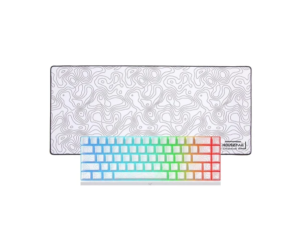 Baltas Topografinis Žaidimų Rinkinys - MCHOSE Ace 68 Hall Effect+ „LIT Mousepad” White Topographic