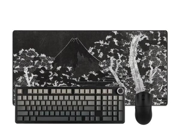 Juodas Žaidimų Rinkinys - Aula F99 PRO + AULA SC800 + „LIT Mousepad” Mount Fuji with Cherry Trees in Bloom