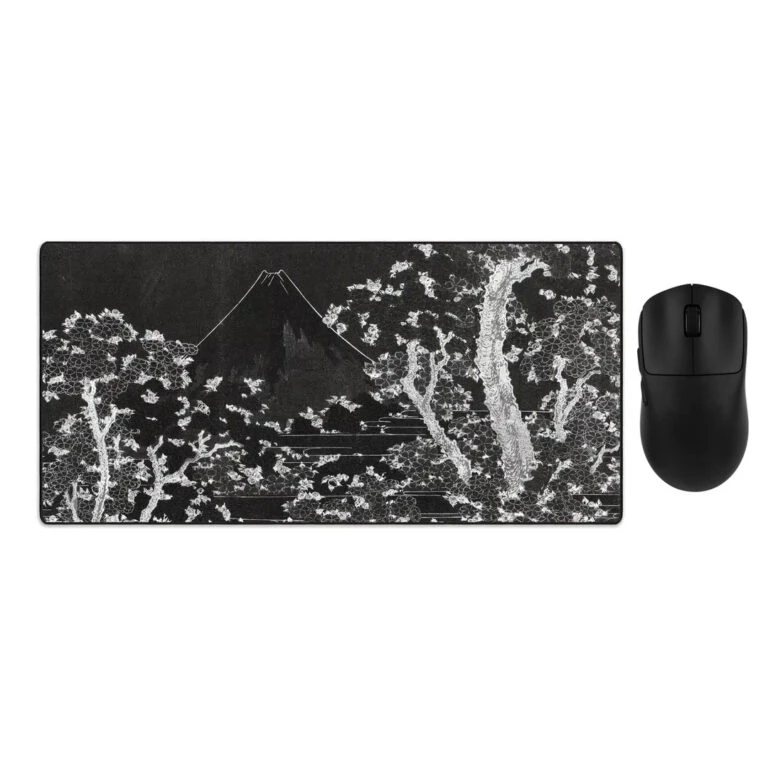 juodas zaidimu rinkinys aula sc800 lit mousepad mount fuji with cherry trees in bloom Pagrindinis
