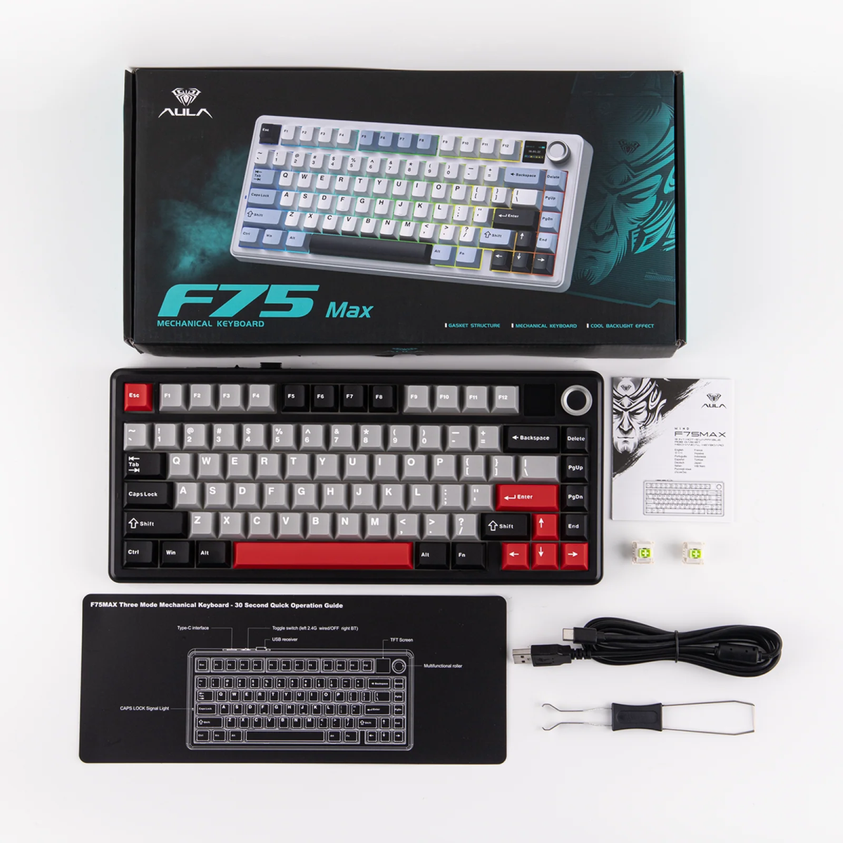 Klaviatūra Aula F75 MAX (Juoda/Raudona) - Image 3