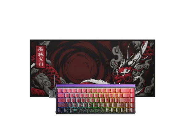 Raudonas Žaidimų Rinkinys - Aula Hero 68 Hall Effect + „LIT Mousepad” Dragon