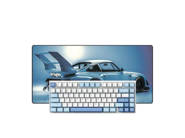 Šviesiai Mėlynas Žaidimų Rinkinys - MCHOSE G75 PRO + „LIT Mousepad” Vaporwave Porsche