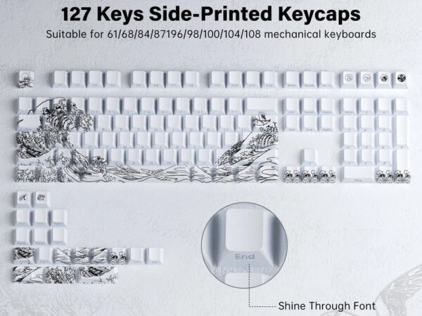 Klaviatūros keycaps'ai HZGAMER Great Wave (Balti)